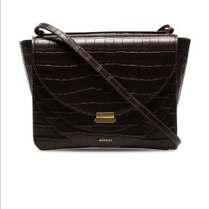 Wandler brown Luna mock croc leather shoulder bag